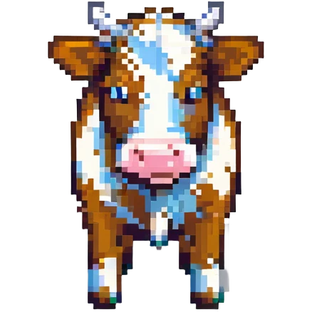 extremely blocky ultra-minimal pixel art Minecraft cow emoji with only 2 or 3 large square pixels, abstract and simple emoji