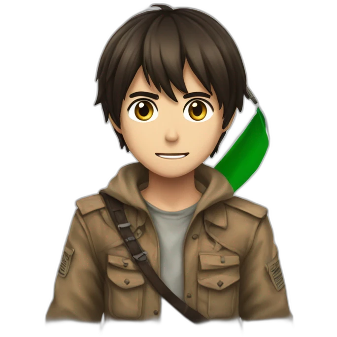 Eren yeager Holding the Palestinian flag   emoji