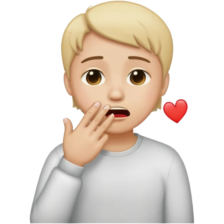 He cries and covers his left hand with a finger heart and his right hand with his mouth emoji