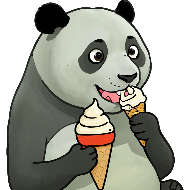Panda eating ice cream emoji