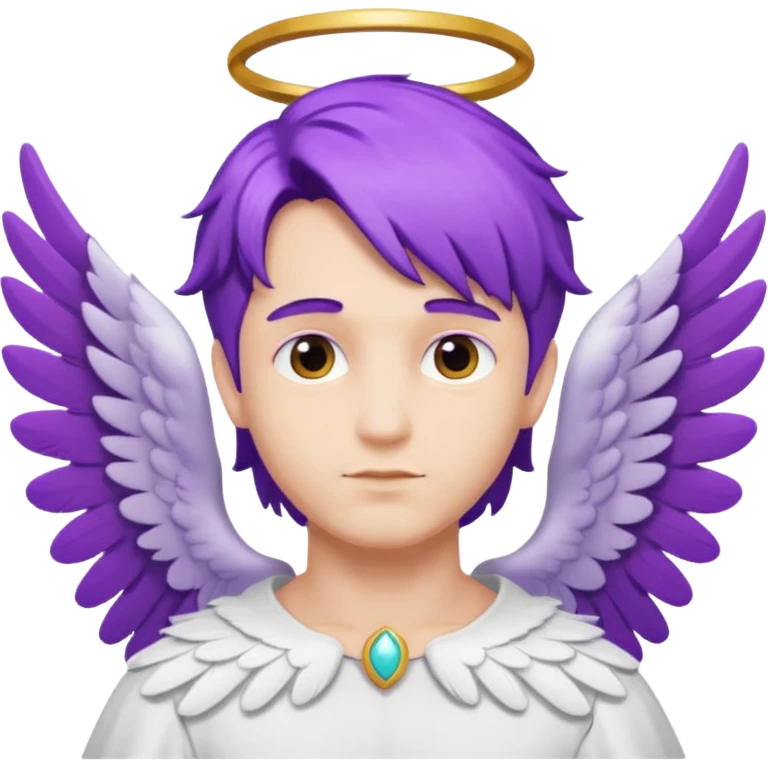  male angel with purple hair with wings emoji