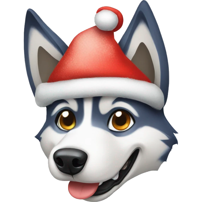 husky with christmas hat emoji