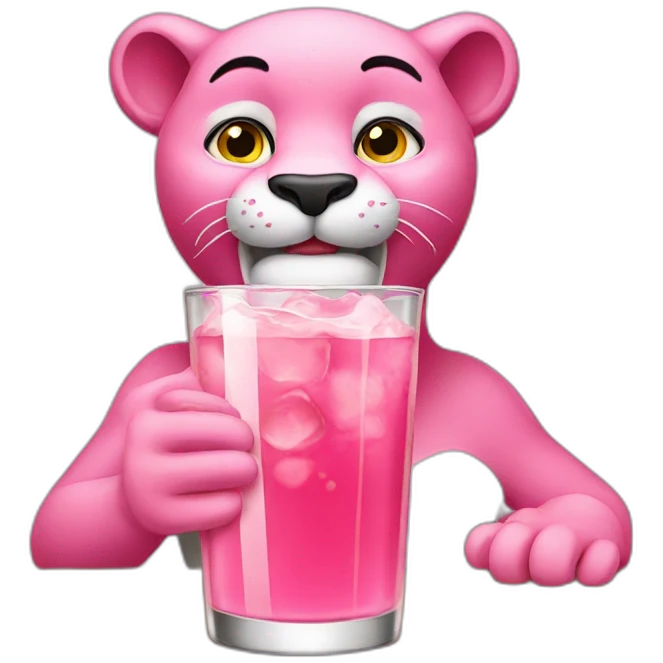pink panther drinking emoji
