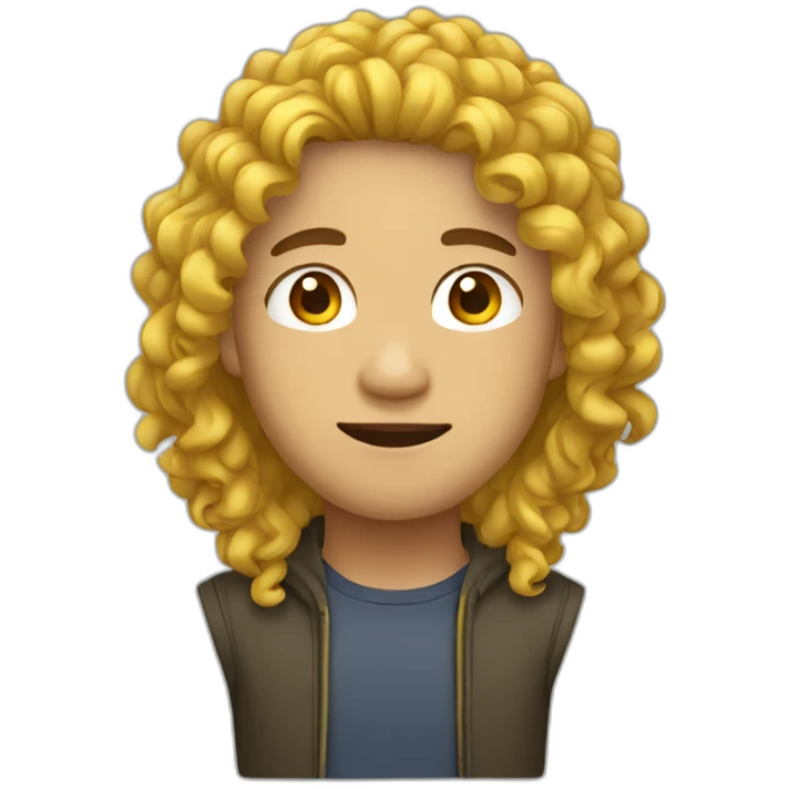 asian male with yellow curly long hair emoji