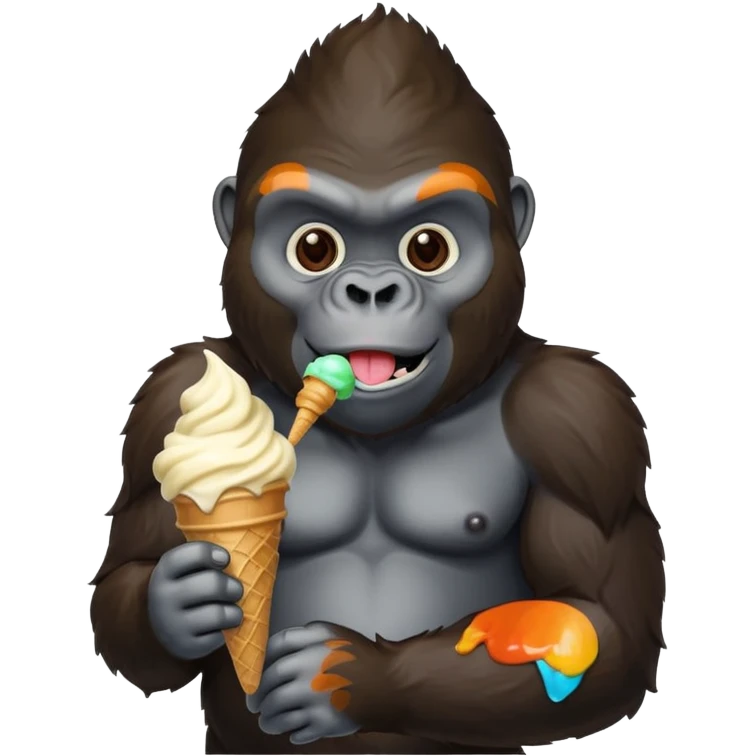 Gorilla eating ice cream emoji