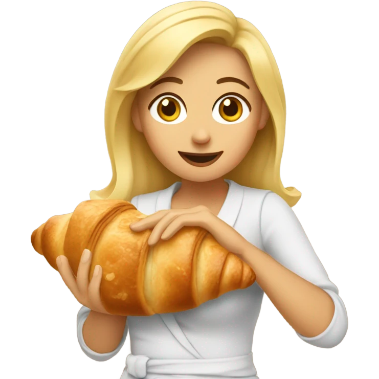 Woman eating a croissant  emoji