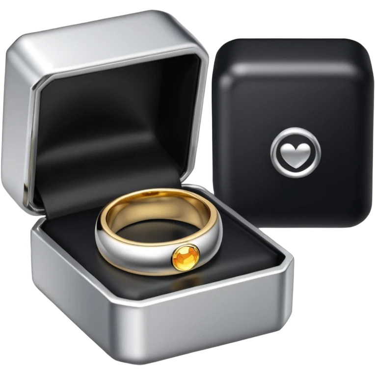 Silver men wedding ring in black box emoji