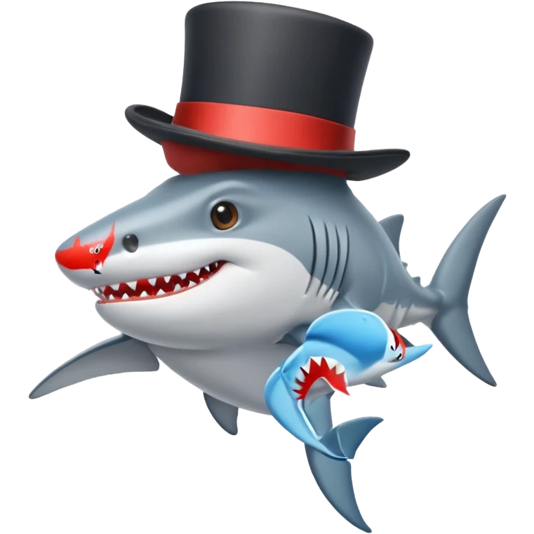 Shark with a top hat emoji