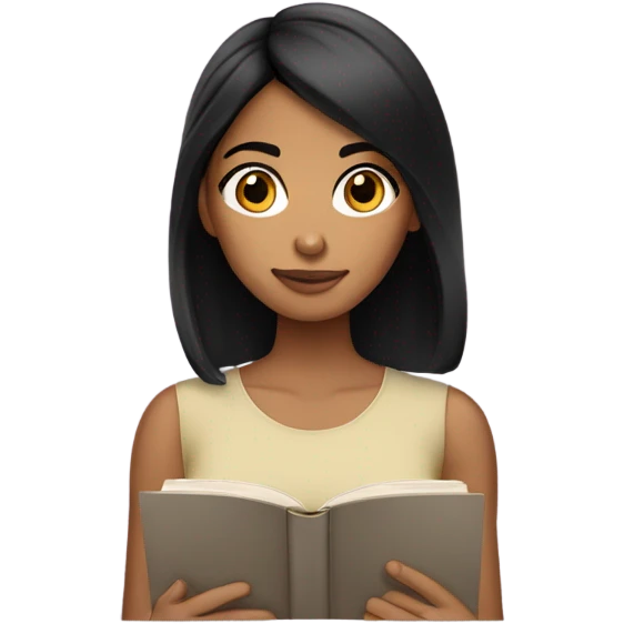 olive skin tone girl with black hair reading emoji