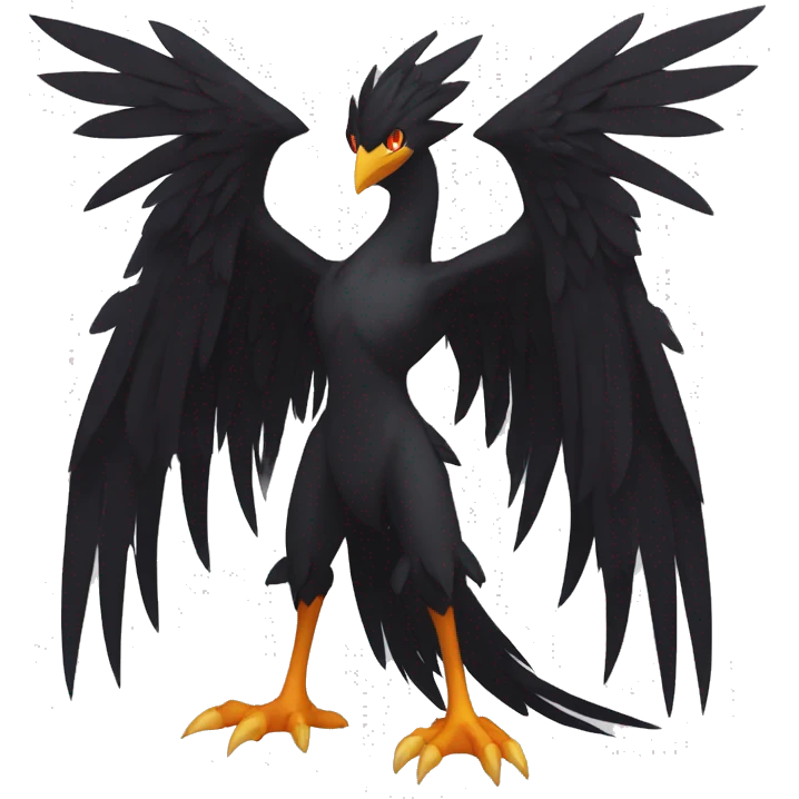 Fantasy legendary godly dark bird shadow-type-Phoenix Fakemon full body emoji