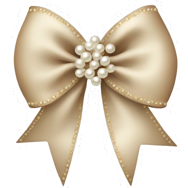 Beige Christmas bow with pearls emoji