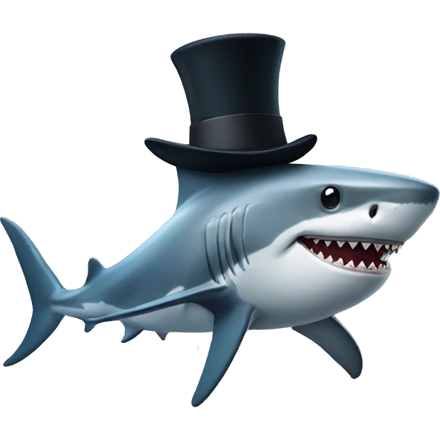Shark with a top hat emoji