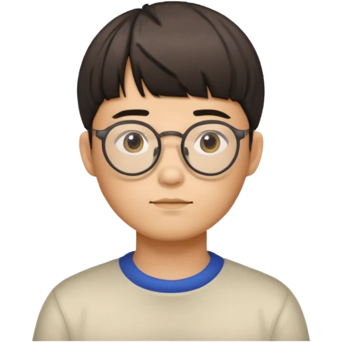 Korean man with a bowl haircut and glasses emoji