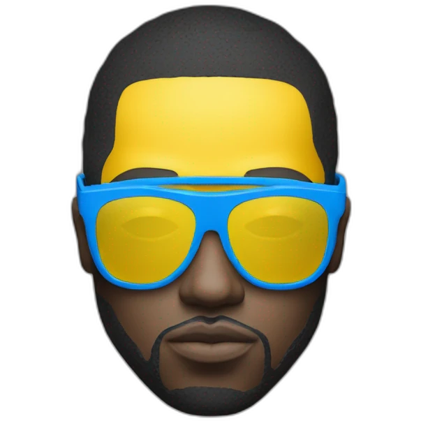 Uk rapper with yellow mask covering all his fave and a full blue sunglasses emoji