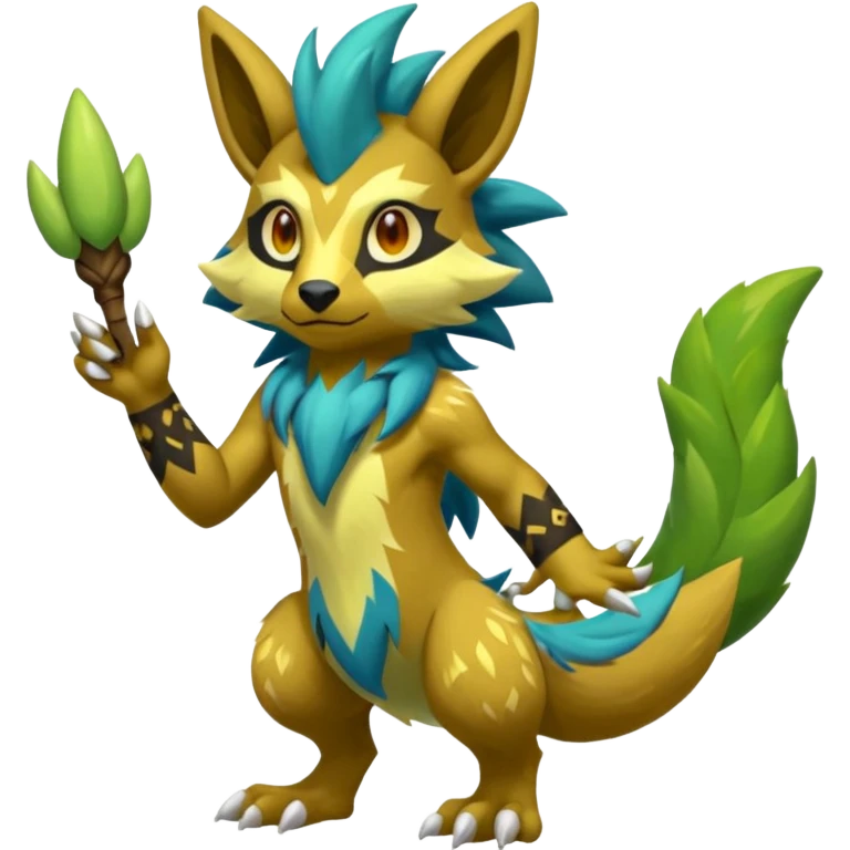 Tribal furry anthropomorphic Colorful Fruity Gay Manectric-Electrike-Skiddo-Zeraora-Zygarde-fusion-hybrid-creature  emoji