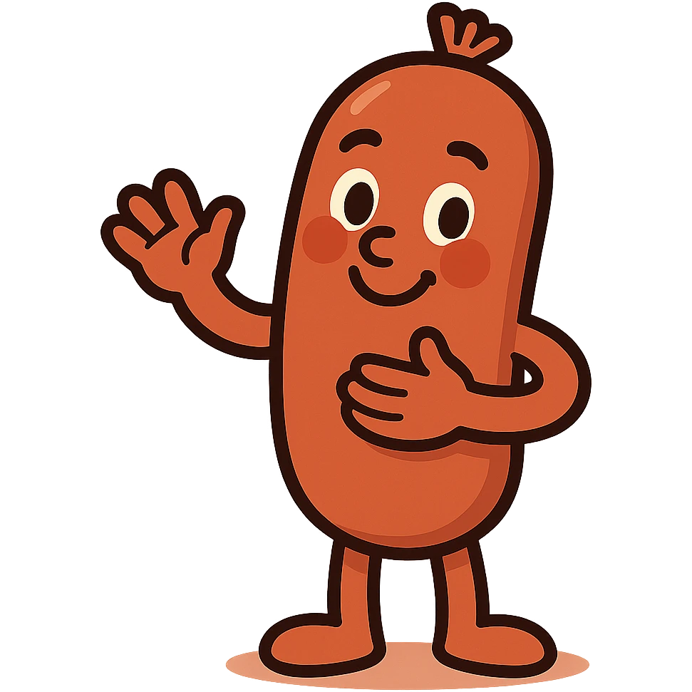 a cute, friendly sausage humanoid radiating warmth and affection emoji