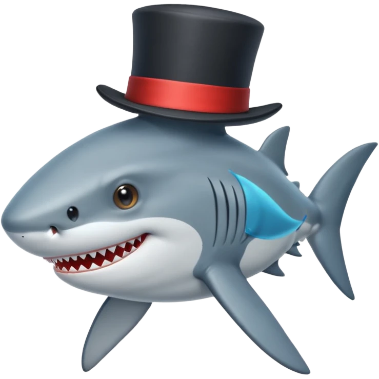 Shark with a top hat emoji