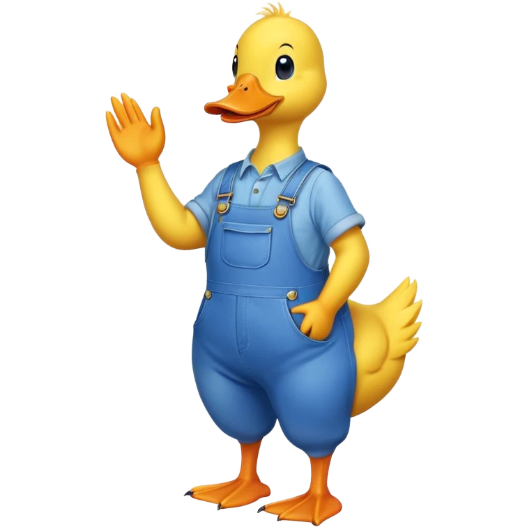 Yellow tall Duck wearing overalls  emoji