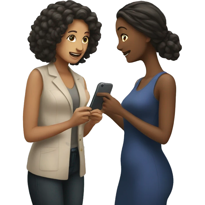 woman showing her phone to another woman emoji