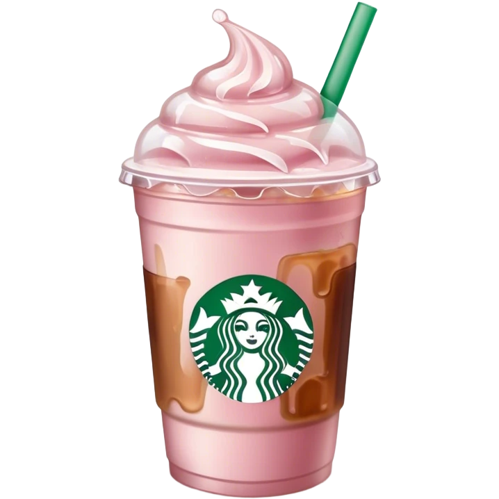 light pink starbucks ice coffee with ice cubes emoji
