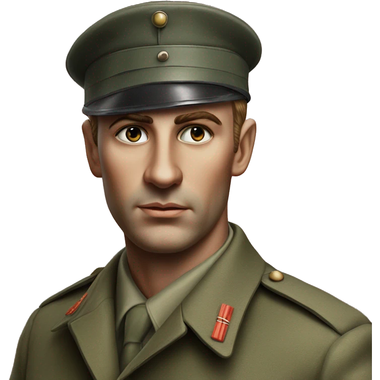 photorealistic serious french soldier 1960s emoji