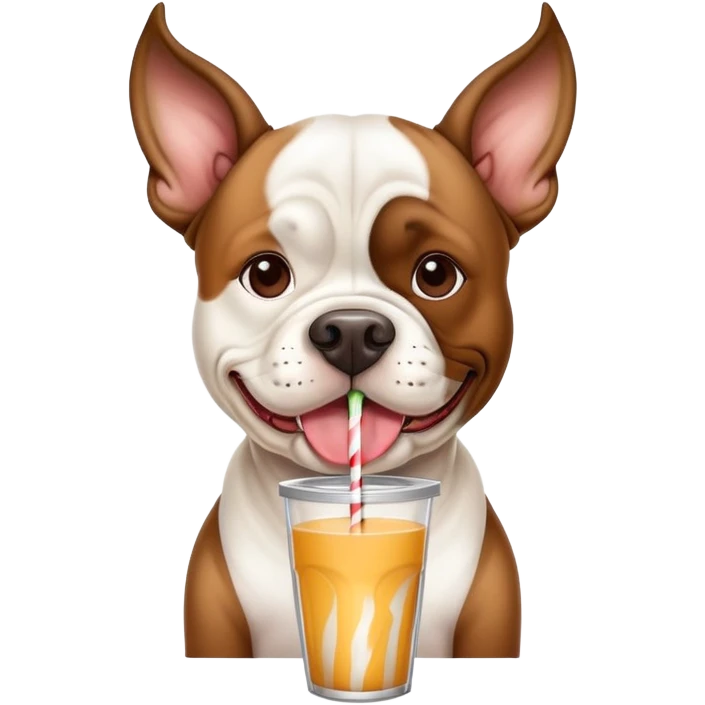 American bull dog drinking from a straw emoji