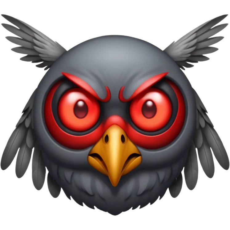 Create a scary emoji of the mothman with bright red eyes and as depicted in the legend emoji