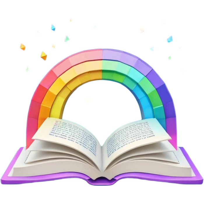 fantasy magic RAINBOW book low poly emoji