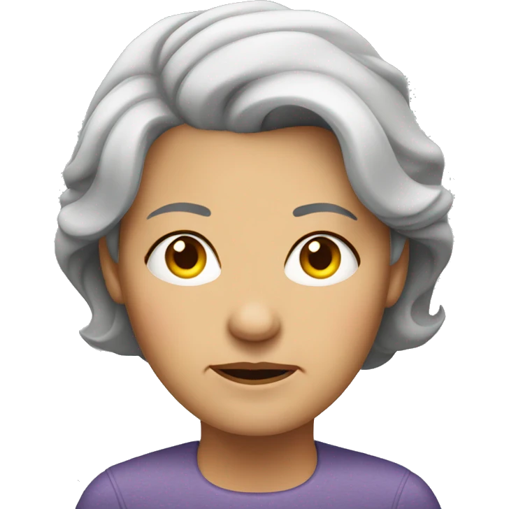 frowning older woman straight gray hair emoji