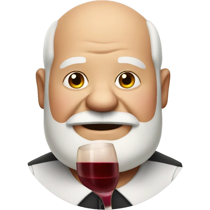 fat, half bald grandpa with no mustache with wine emoji