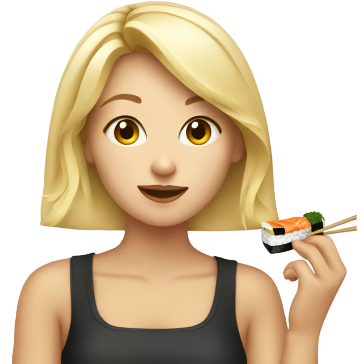 Blonde girl eating sushi emoji