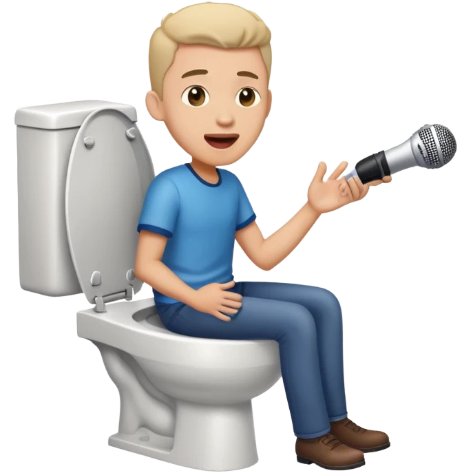 the head of a man inside a toilet singing emoji