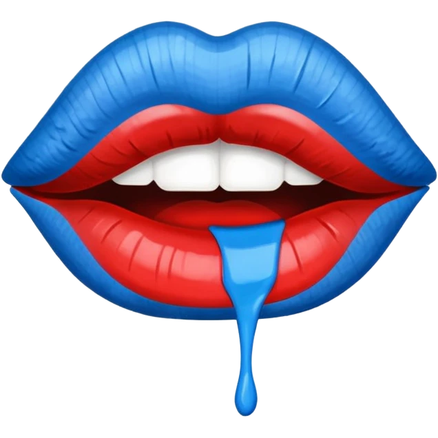 Blue kiss mark lip stain emoji