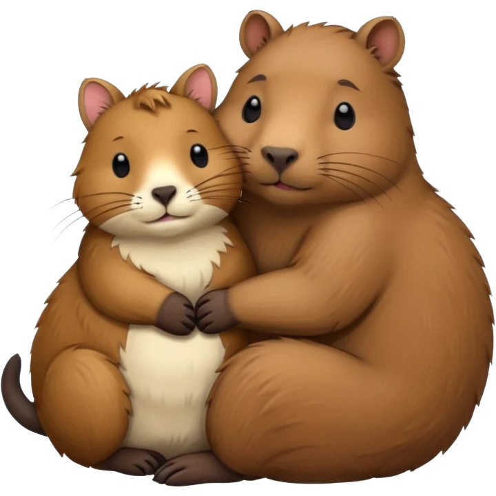 capybara and a cat cudding with each other emoji