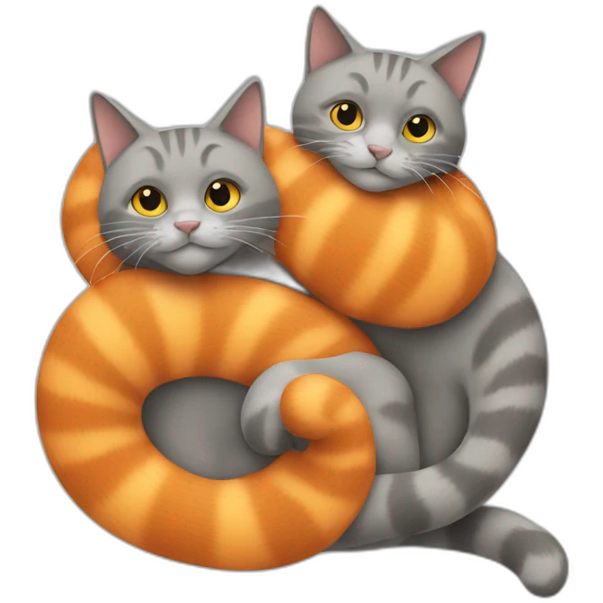 All Orange and all grey cats entangled emoji