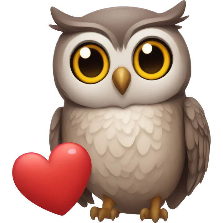Owl holding heart emoji