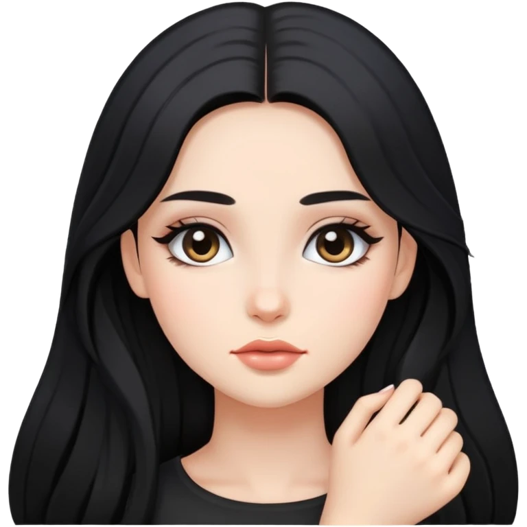 black long hair girl with soft makeup emoji