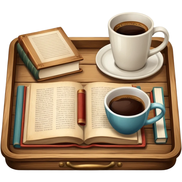 vintage tray with books and coffee  emoji