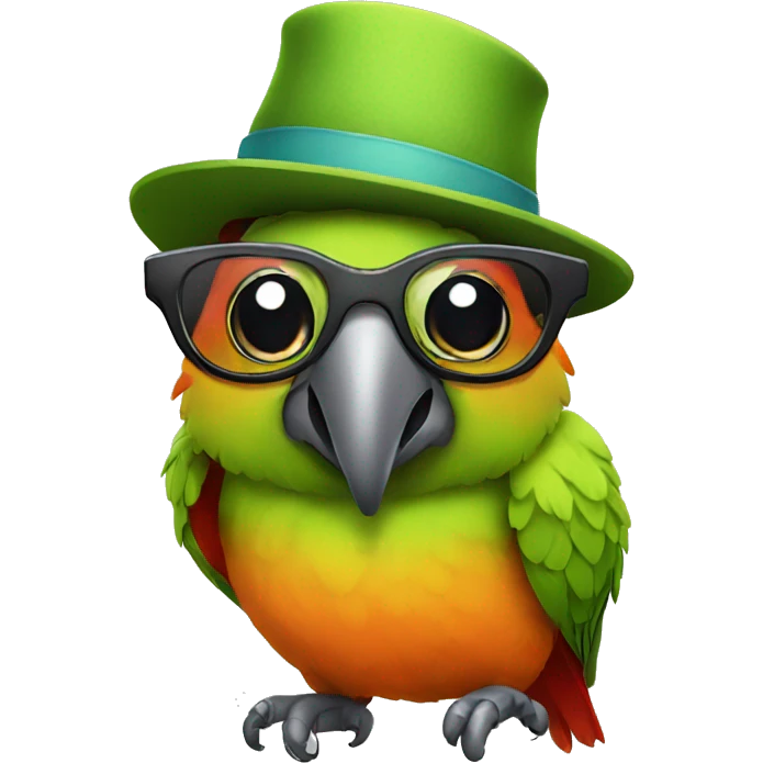 parrot with hat and glasses  emoji
