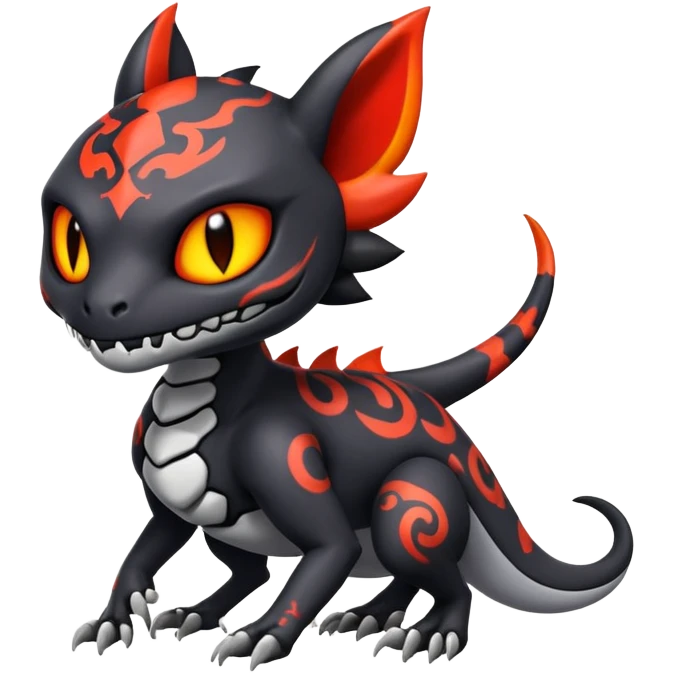 Salandit-Noibat-Litten-Hybrid with a white skull-face (Full body) emoji