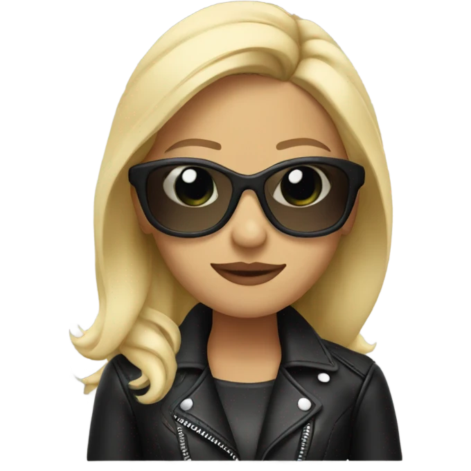 blonde girl in leather jacket wear sunglasses emoji