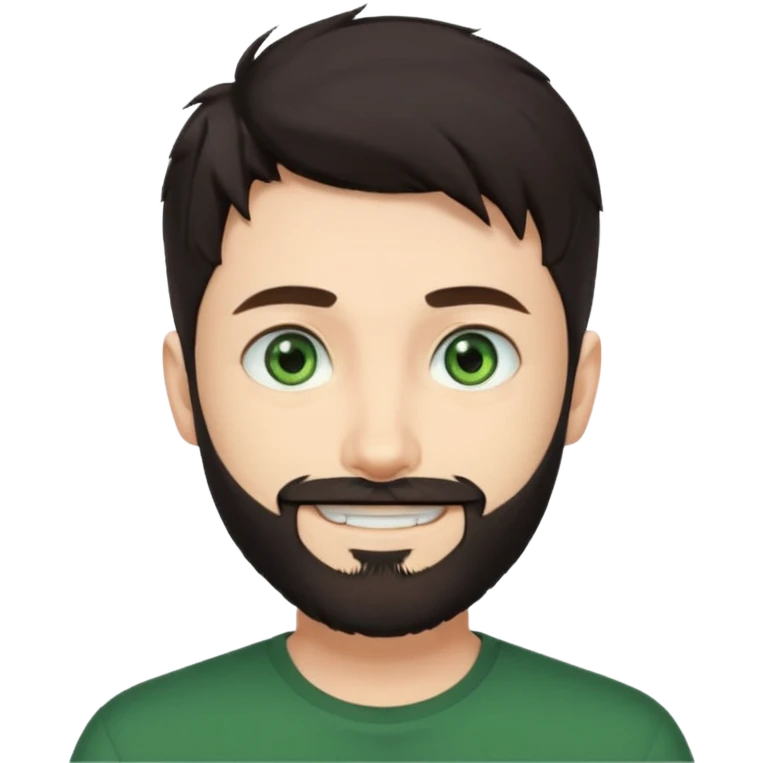 Man with a short full beard, Styled hair, Best looking man in the planet, onepiece style dark hair, green ejey, more anime style emoji