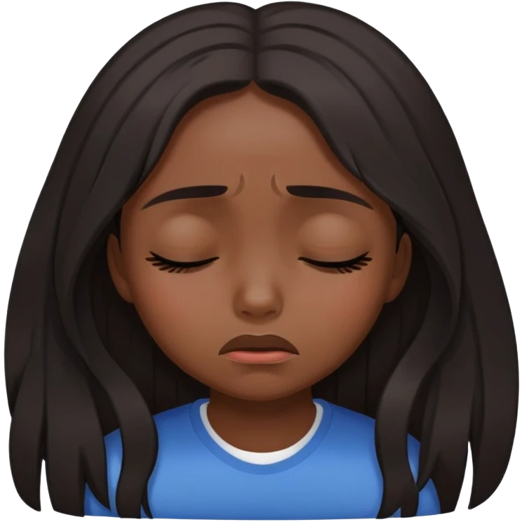black dark girl long dark hair super sad crying eyes closed emoji