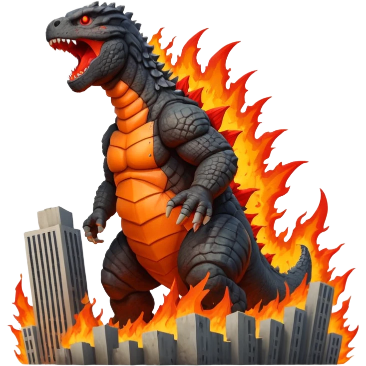 fire and building Godzilla emoji