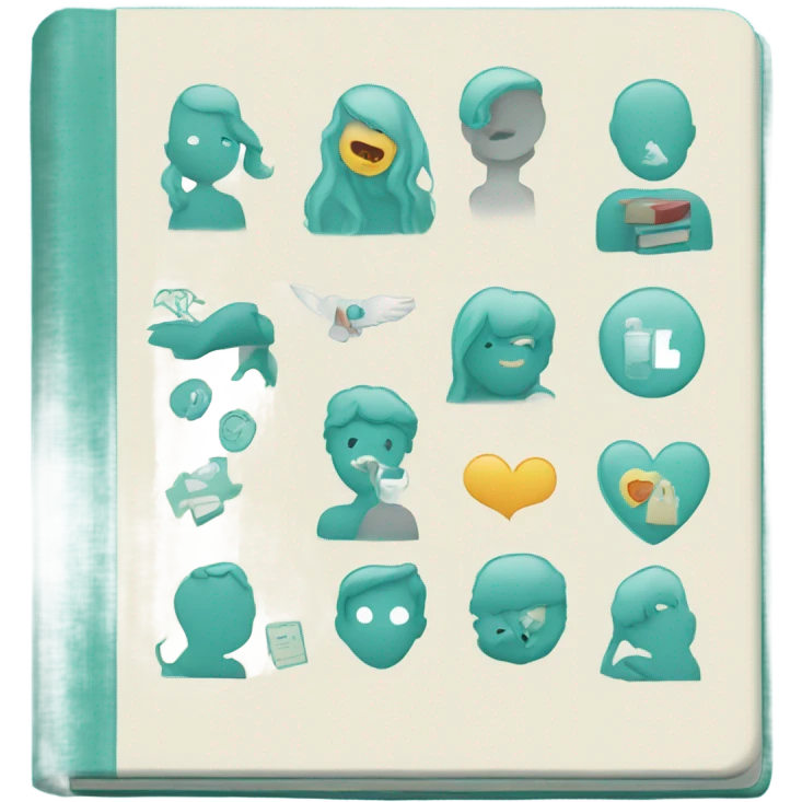 teal hardcover book about mental health conditions  emoji