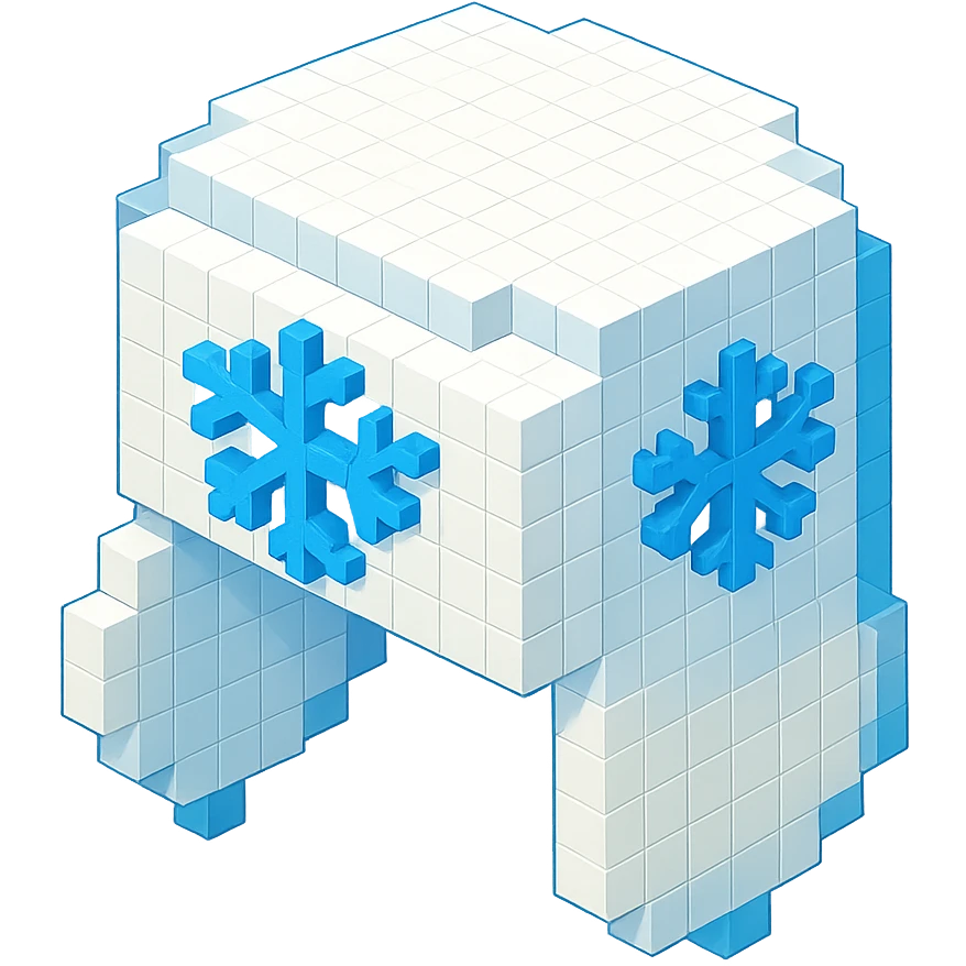 Russian white fur ushanka hat with snowflakes emoji