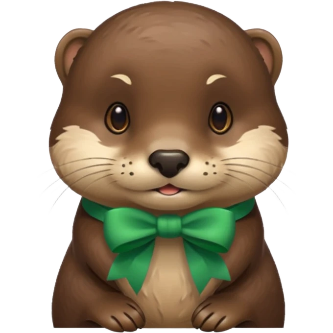 Otter with a green bow on the side of the ear  emoji