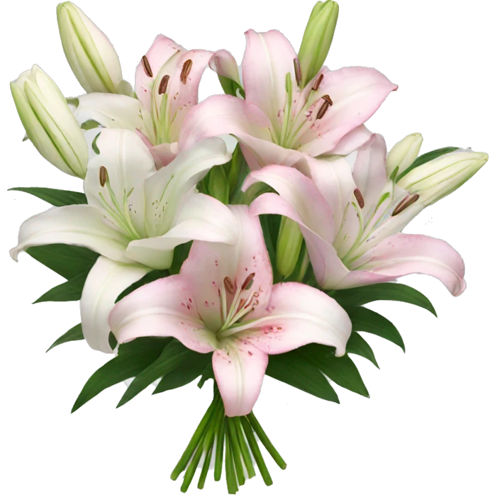 pink white lilies bouquet  emoji