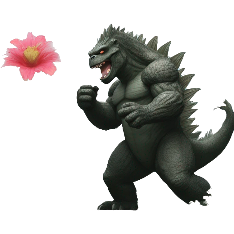 godzilla and king kong holding flower and thumbs up emoji