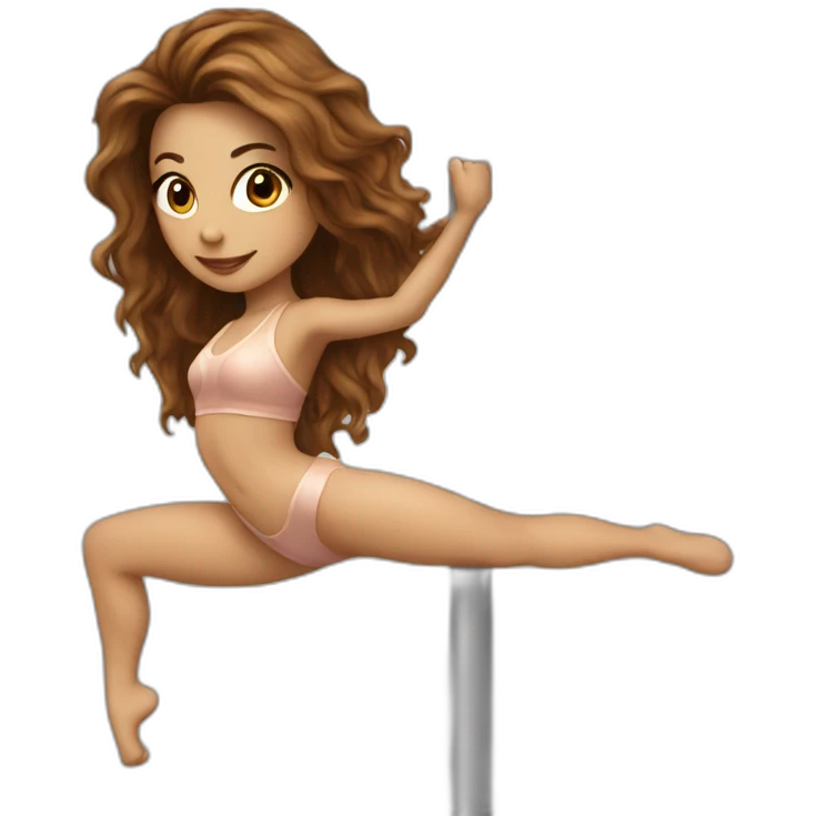Pole dancer with brown long hair  emoji